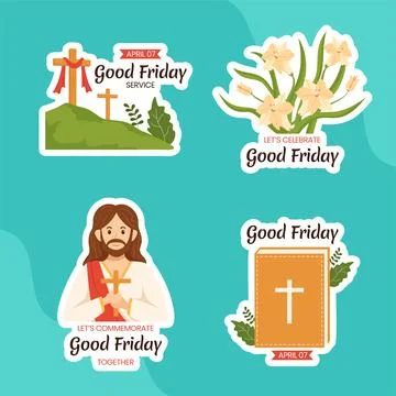 Happy Good Friday Label Flat Cartoon Hand Drawn Templates Background Illust.. Stock Illustration