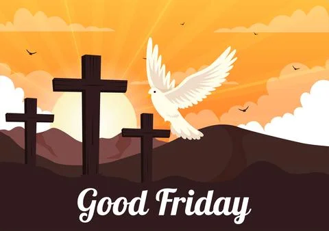 Happy Good Friday Vector Illustration with Christian Holiday of Jesus Chris.. 스톡 일러스트