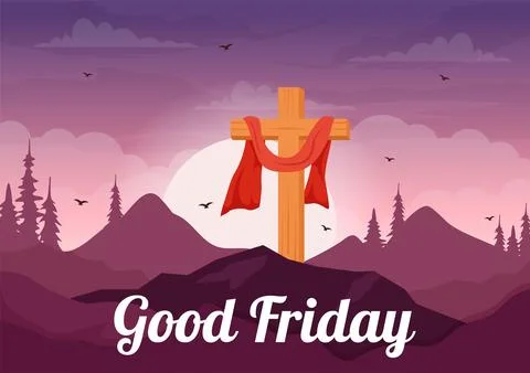 Happy Good Friday Vector Illustration with Christian Holiday of Jesus Chris.. Stock Illustration