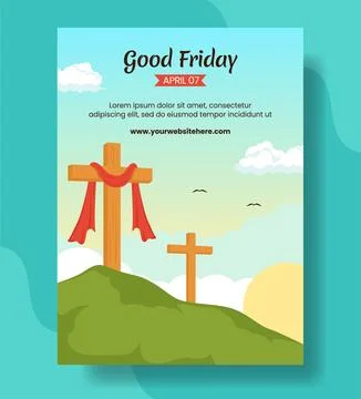 Happy Good Friday Vertical Poster Flat Cartoon Hand Drawn Templates Backgro.. Stock Illustration