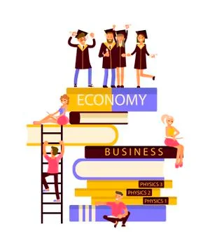 Happy graduate characters Stock Illustration