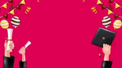 Happy Graduation. 3d vector frame hand throwing graduation hat Stock Footage 238529545