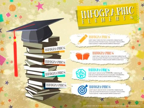 Happy graduation elements design for infographic Stock Illustration