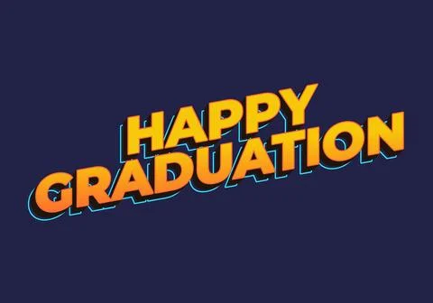 Happy Graduation. Text effect in 3D look. Yellow color Stock Illustration