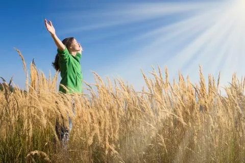 Happy in the grass Stock Photos