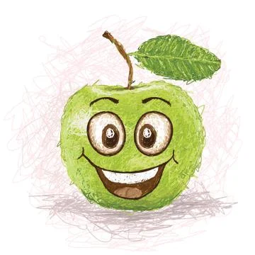 Happy green apple Stock Illustration