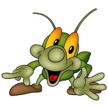 Happy Green Bug Stock Illustration
