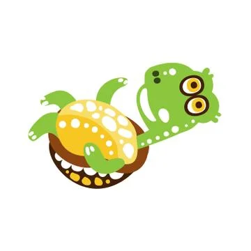 Happy green turtle flipped on back Stockillustratie