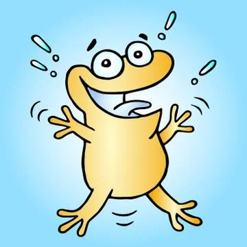 Happy greeting orange frog. Vector illustration. Stock Illustration