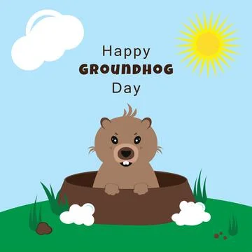 Happy Groundhog Day Stock Illustration
