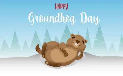 Happy Groundhog Day. Vector illustration with grounhog. Stock Illustration