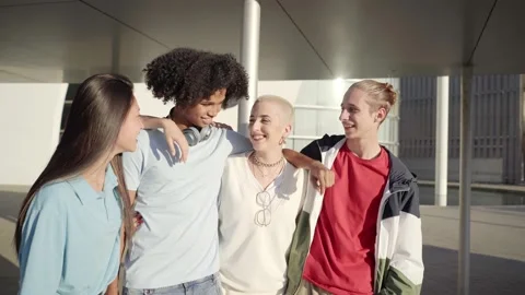 Happy group of students having fun together. Stock Footage 231254593