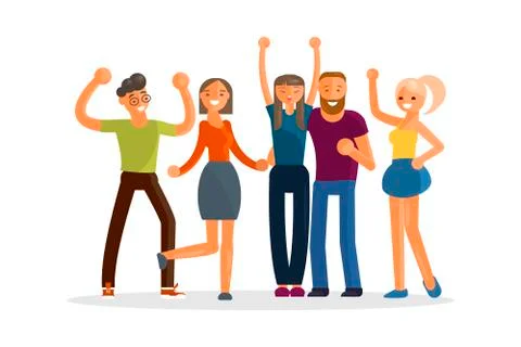 Happy group of students Stock Illustration