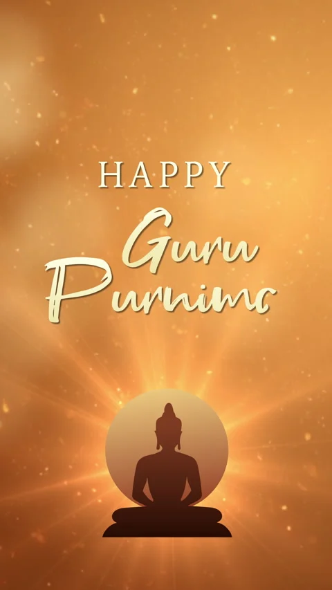 Happy Guru Purnima Handwritten Text Animation on a Shimmering Orange Bokeh .. Stock Footage 336338749