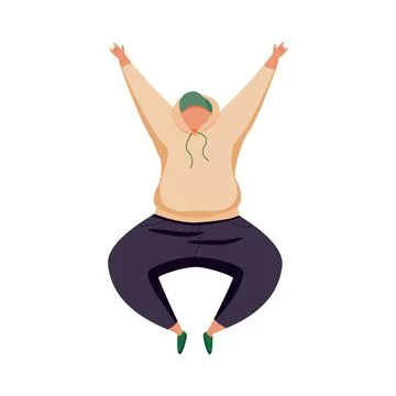 Happy guy in bright clothes is jumping. Stock Illustration
