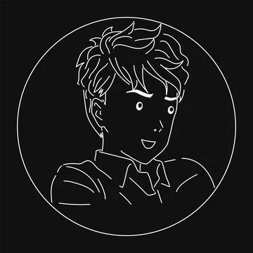 Happy guy or boy in black and white. Avatar with a smile.Vector illustration  Stock Illustration