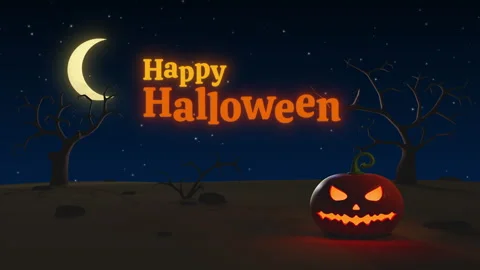 Happy Halloween, 3D animation Stock Footage 254704392