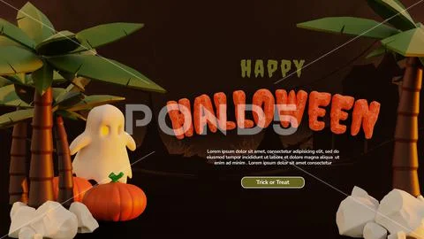 Happy halloween 3d background with pumpkin PSDテンプレート
