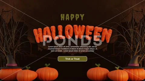 Happy halloween 3d background with pumpkin PSDテンプレート