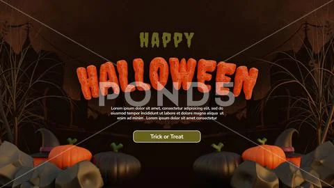 Happy halloween 3d background with pumpkin PSD Template