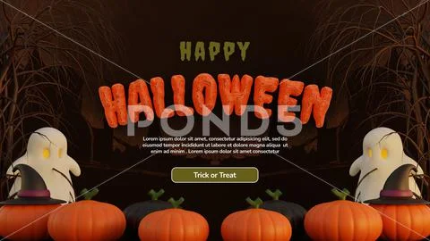 Happy halloween 3d background with pumpkin PSD Template
