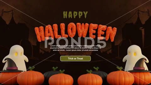 Happy halloween 3d background with pumpkin PSD Template