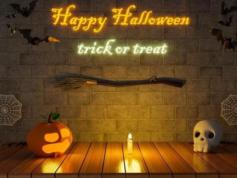 Happy Halloween  3d rendering . Stock Illustration
