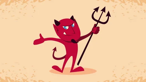 Happy halloween animation with devil lifting trident 動画素材 138847543