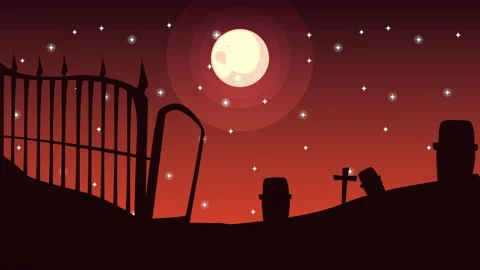 Happy halloween animation with ghost and cemetery gate Stock Footage 159526751