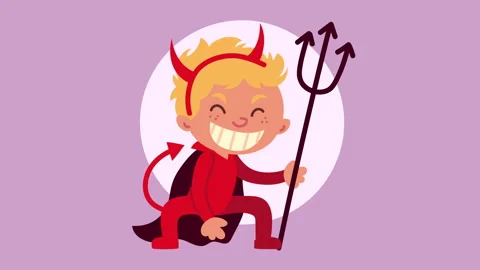 Happy halloween animation with little devil Stock Footage 160523868
