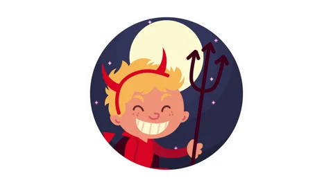 Happy halloween animation with little devil at night Stock Footage 160525111