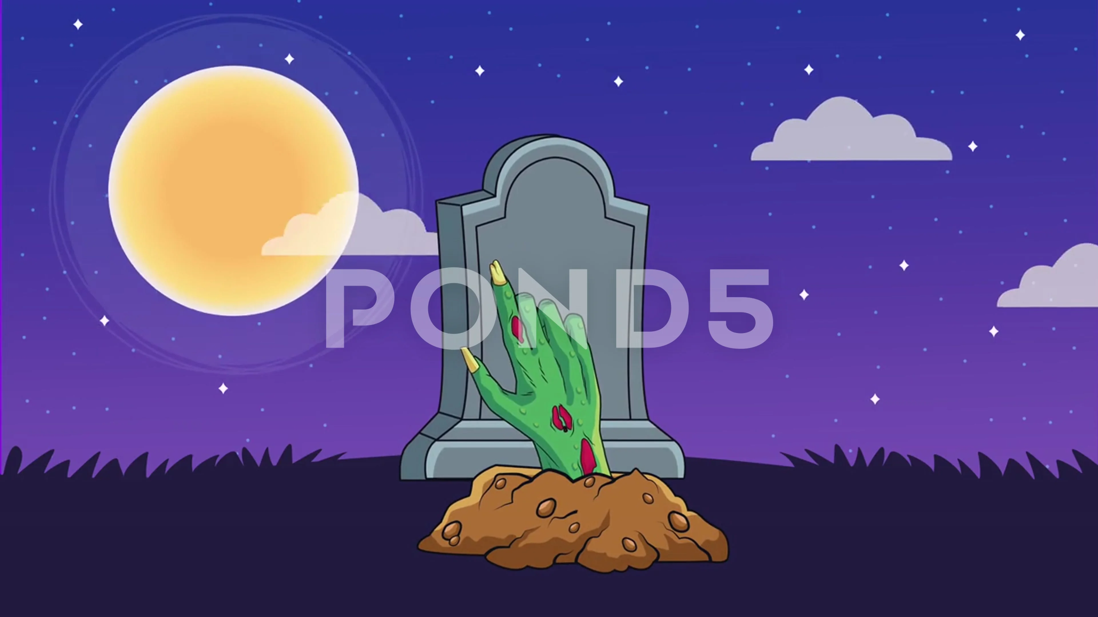 Zombie animation. Halloween concept. Gr, Stock Video