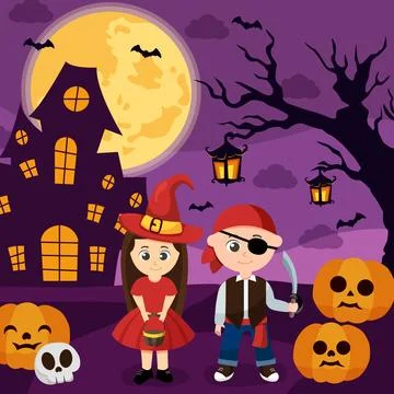 Happy Halloween background design vector Stock Illustration