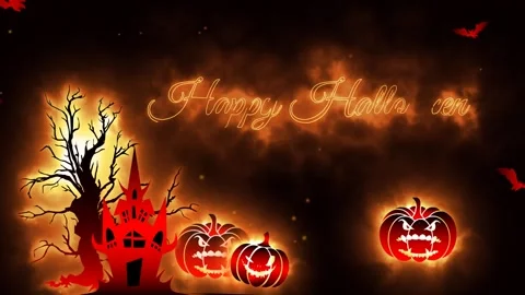 Happy halloween background with pumpkin fire light effect Stock Footage 277923862