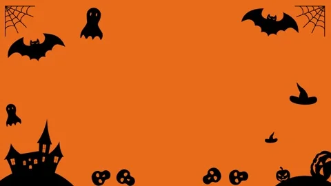 Happy Halloween background  with simple objects, copy space in the middle. Stock Footage 251553396