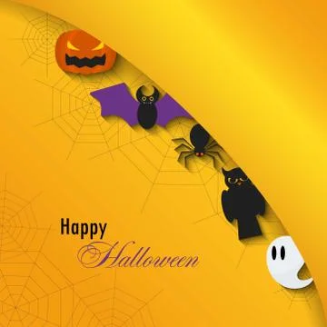 Happy Halloween background.Vector Flat Illustration.  Signs and Symbols. Trick Stock Illustration
