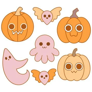 Happy halloween banner vector ghost spooky pumpking card template Stock Illustration