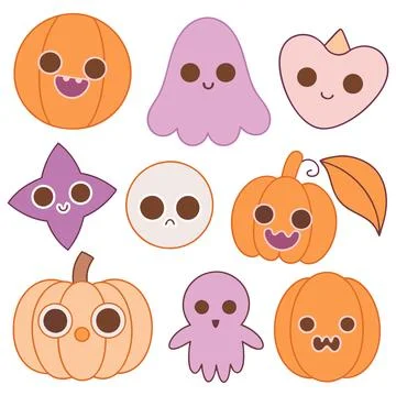 Happy halloween banner vector ghost spooky pumpking card template Stock Illustration