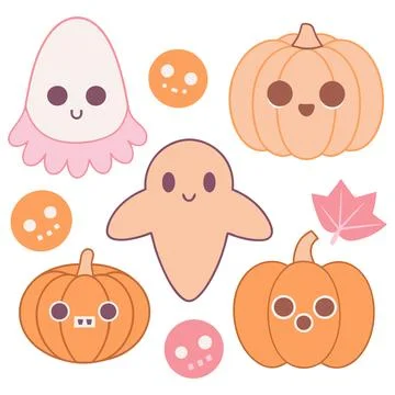 Happy halloween banner vector ghost spooky pumpking card template Stock Illustration