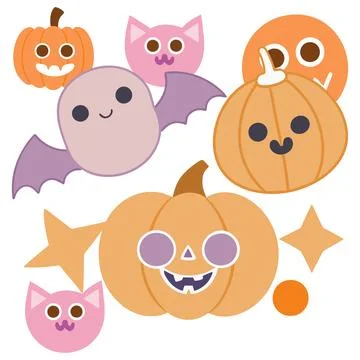 Happy halloween banner vector ghost spooky pumpking card template Stock Illustration