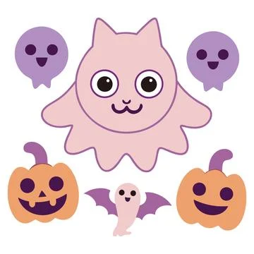 Happy halloween banner vector ghost spooky pumpking card template Stock Illustration