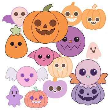 Happy halloween banner vector ghost spooky pumpking card template Stock Illustration