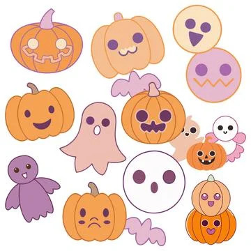 Happy halloween banner vector ghost spooky pumpking card template Stock Illustration