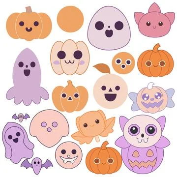 Happy halloween banner vector ghost spooky pumpking card template Stock Illustration