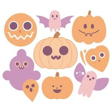 Happy halloween banner vector ghost spooky pumpking card template Stock Illustration