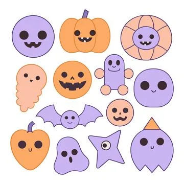 Happy halloween banner vector ghost spooky pumpking card template Stock Illustration