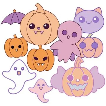 Happy halloween banner vector ghost spooky pumpking card template Stock Illustration
