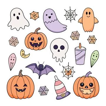Happy halloween banner vector ghost spooky pumpking card template Stock Illustration