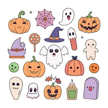 Happy halloween banner vector ghost spooky pumpking card template Stock Illustration