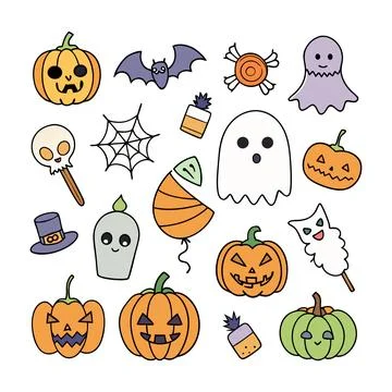 Happy halloween banner vector ghost spooky pumpking card template Stock Illustration